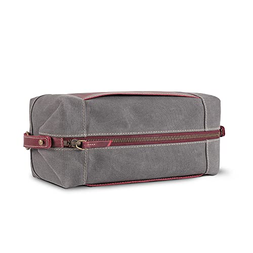 Londo Toiletry Bag Genuine Leather and Canvas Travel Toiletry Bag Dopp Kit - Unisex