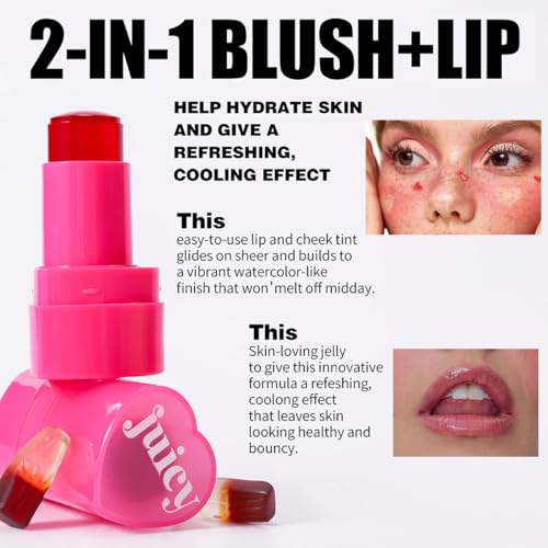 Cooling Water Jelly Tint Blush, Multi-Use Juicy Lip + Cheek Tint, Hydrating & Bouncy Jelly Texture, Long-lasting Sheer Color, 0.32 oz (# 01, 0.32 oz)