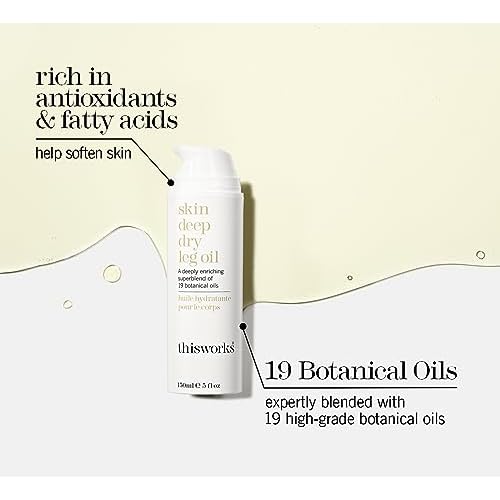 THISWORKS Skin Deep Dry Leg Oil ? 100% Natural Body Oil Moisturizer with 13 Essential Oils & 6 Cold-Pressed Plant Oils, Hydrates & Nourishes Dry Skin, 5 oz / 150ml