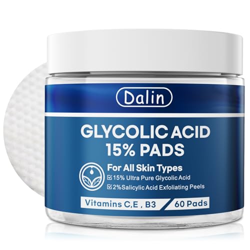 Glycolic Acid Resurfacing Pads, 15% Ultra Pure Glycolic Acid & 2% Salicylic Acid Exfoliating Peel for Face, Keeps Skin Smooth and Prevents Wrinkles and Lines, Radiant Skin Renewal - 60 Pads