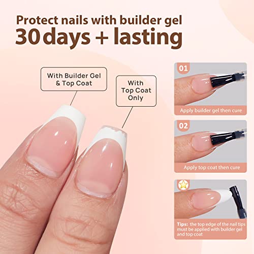 BTArtboxnails Soft Gel Nail Tips Builder Gel - Extra Short Square French Tip Press on Nails XCOATTIPS 15ML