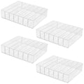SINJEUN 4 Pack Acrylic Palette Organiser, 7 Sections Divided Makeup Palette Organiser for Eyeshadow, Contour Blush, Lipstick, Make Up Storage(Transparent, 7.5" x 6.3" x 1.8")