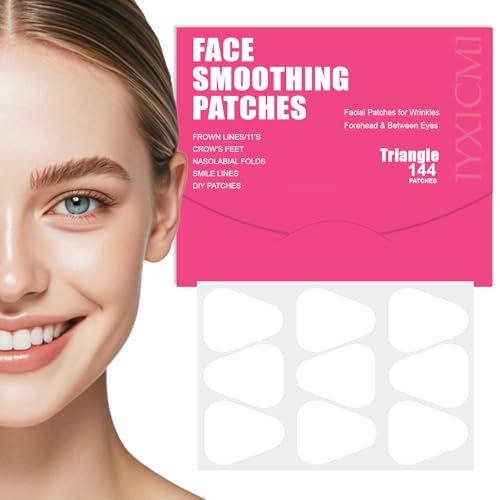 Wrinkle Patches for Face Overnight, Face Tape for Wrinkles, Facial Patch for Forehead, Eyes, Crows Feet, Smile Lines - 144 Count Adhesives Patches (Clear)