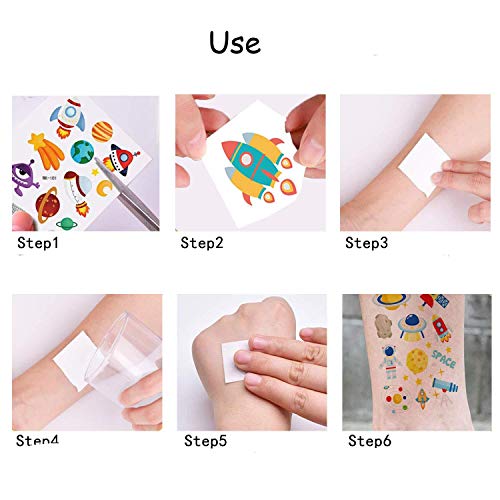 260PCS Outer Spaceship Party Temporary Tattoos for Adult - Astronaut Planets Decorations Birthday (24 Sheets)