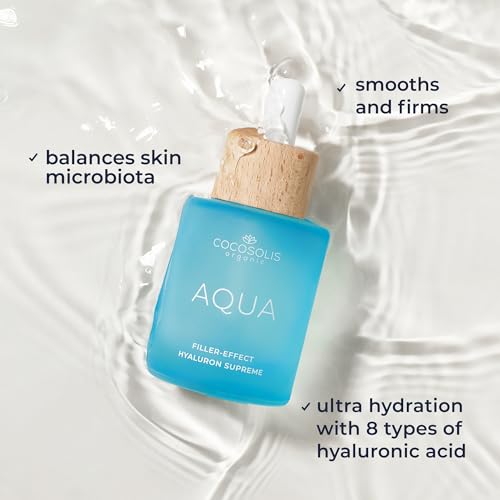 COCOSOLIS AQUA Filler-Effect Hyaluron Supreme facial serum with 8 types of hyaluronic acid and Aquaxyl¢â, vegan anti-age day care with ultra hydration