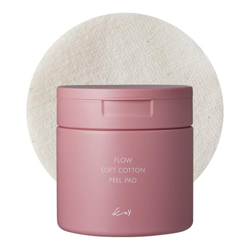 KOY Flow Soft Cotton Peel Pad 70 sheets / 5.07 fl oz | Gentle Daily Exfoliating Pads with PHA & Botanical Extracts | Smooth & Radiant Skin