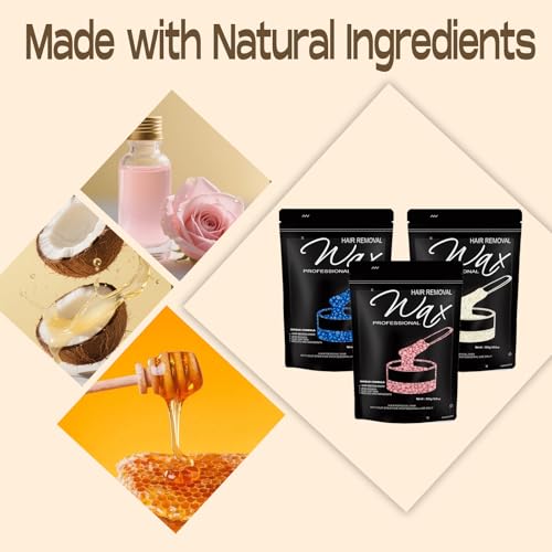 900g / 2lbs Wax Beads, Hard Wax Beads for Brazilian Bikini & Coarse/Stubborn Hair with 3 Go-To Scents,Wax Beads for Hair Removal At-Home Waxing on Bikini,Face, Legs,Body