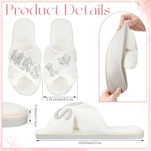 Personalized Initial Bridal Mrs Wedding Slippers Bride Wedding Ceramic Jewelry Tray Mrs White Pearl Letter Makeup Bag Claw Hair Clip Bridal Hair Tie for Women(Letter K)