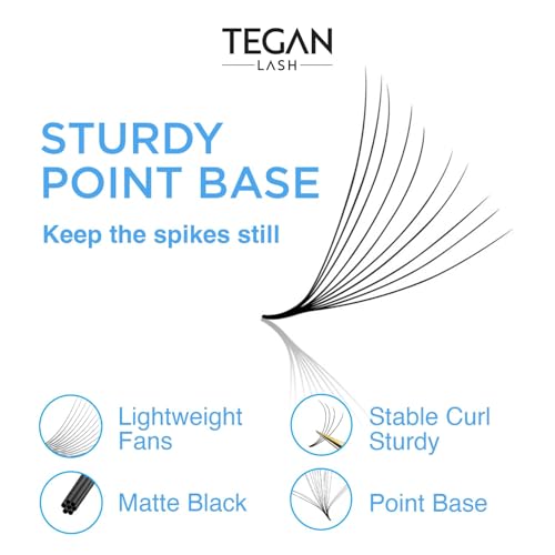 TEGAN LASH 500 Promade Fans Volume Eyelash Extensions, Handmade Loose False Eyelashes, From 3D - 16D, 0.03/0.05/0.07 Thickness, C/CC/D Curl, 9-15mm Length, Pestanas Pelo A Pelo (8D-0.05-CC-13)
