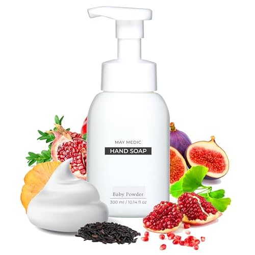 Baby Powder Double Scented Foaming Hand Soap, Moisturizing Foam with Fig and Pomegranate Extract, Vegan Wash for Bathroom and Kitchen, 10.14 fl oz (No Box)