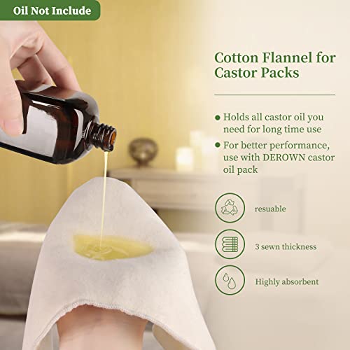 2Pcs Cotton Flannel for Castor Oil Pack, Less Mess Made of Unbleached Organic Cotton Flannel Reusable Soothing Heat Compress for Liver, Abdomen, Joints, Highly Absorbent Soft Feel Like Nightgown