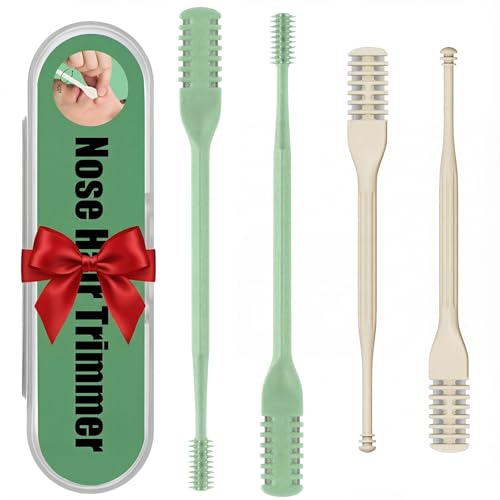 4Pcs 2-in-1 Nose Hair Trimmer Nasal Hair Cutter 2025 Upgraded Double Sided + 2 Sizes Portable 360¡Æ Rotating Manual Nose Hair Remover Easy to Clean