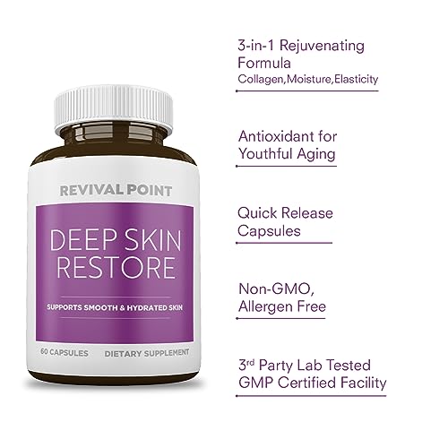 Deep Skin Restore- Advanced Dermal Repair Complex to Boost Firmness, Hydration, & Elasticity? Vegan Collagen Builder & Skin Supplement with 6 Clinically Proven Ingredients? 60 Capsules