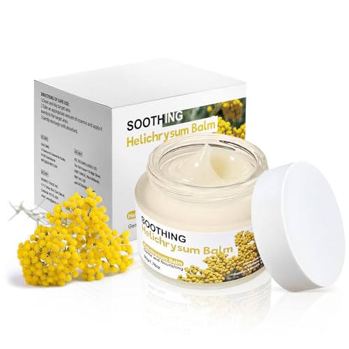Helichrysum Balm Natural Moisturizing Balm with Helichrysum Essential Oil, Organic Olive Oil & Shea Butter, Soothing & Hydrating Skin Care for Face, Hands & Body, 1.76oz / 50g