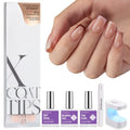 BTArtboxnails XCOATTIPS French Tip Press on Nails - Skin Tones Short Press On Nails Square, Soft Gel Nail Tips with Nail Gel, French Protecting Duo, Nail Lamp, All in One Fake Nail Extension Kit