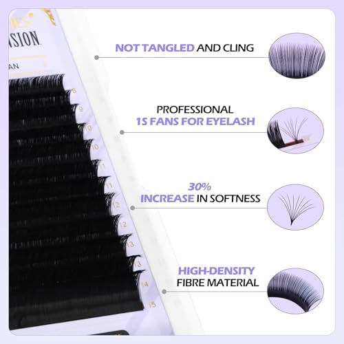Arison Lashes Easy Fan Lashes 0.07 M Curl 8-15mix Eyelash Extension Supplies Volume Lash Extensions Automatic Blooming Flower Lashes Self Fanning Russian Eyelashes