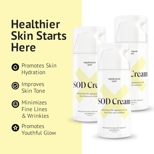 Superoxide Dismutase (SOD) Anti-Aging Cream - Face Moisturizer for Fine Lines & Wrinkles, Smooth & Firm Skin, Youthful Glow, Antioxidant-Rich Skincare, (3.4 oz 2 Pack)
