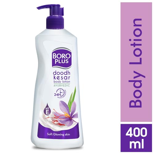 Boroplus Ayurvedic Body Lotion | with Milk & Saffron | Moisturizing Lotion for Dry Skin | Hydrates & Provide Soft and Supple Skin | 13.53 Oz/400ml