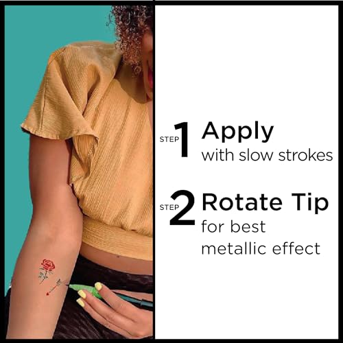 BIC BodyMark Party Pack Temporary Tattoo Marker for Skin, Premium Brush Tip, Gifts for Teens, 4 Count Pack