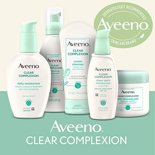 Aveeno Clear Complexion Foaming Oil-Free Facial Cleanser with Salicylic Acid for Breakout Prone Skin, Face Wash with Soy Extracts, Hypoallergenic and Non-Comedogenic, 6 fl. oz