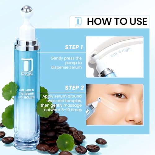 Dongyu Caffeine Under Eye Cream: Anti Aging Firming Collagen Eye Care - Puffy Eye Treatment for Beauty Enthusiasts Morning Night Daily Use (Light Blue)