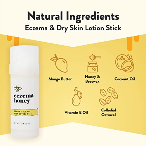 ECZEMA HONEY Gentle Face & Body Lotion Stick - Moisturizing Colloidal Oatmeal Hand Cream for Extremely Dry Skin - Eczema Lotion Helps Psoriasis, Dermatitis & More (2.2 Oz) (Pack of 2)