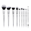 Professional Makeup Brushes 10Pcs, Premium Synthetic Make Up Brush Set, Powder Foundation Contour Blush Concealer Eye Shadow Blending Liner Makeup Brush Kit (Silver)