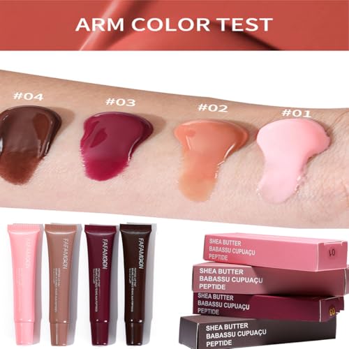 4 Colors Hydrating Lip Gloss Set,Glitter Glossy Plumping Lip Glow Oil,High Shine Glass Finish Lip Jam,Shiny Jelly Liquid Lipstick For Women And Girls