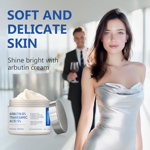 8% Arbutin & 5% Tranexamic Acid Cream - Advanced Brightening Face Moisturizer for Dark Spots & Uneven Skin Tone - Hydrating Facial Treatment for Radiant Complexion