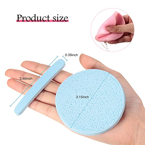 Patelai 300 Pack Facial Cleansing Sponges Bulk, Compressed Soft Round Makeup Removal & Exfoliating Sponge Pads for Women, Pink, Purple, Blue, Yellow, Green