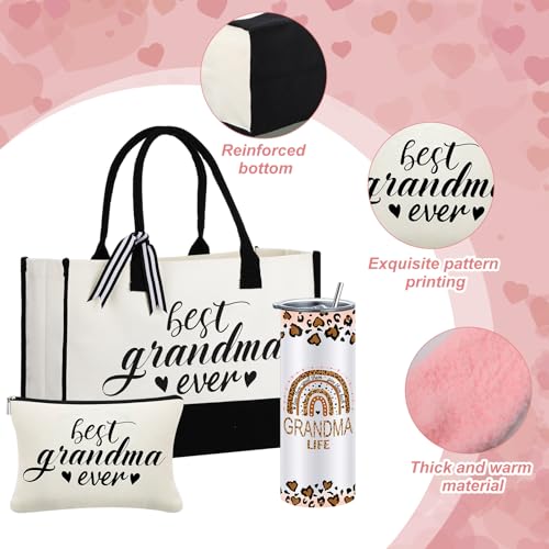 Paterr 7 Pcs Best Grandma Nana Gifts 20oz Stainless Steel Tumbler Tote Bag Sock Keychain Gift Card for Birthday Mother's Day