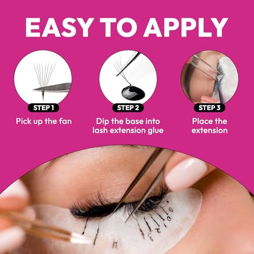 Eyesy Lash 500 Promade Fans - Volume Premade Lash Fans for Eyelash Extensions Pointy Base Handmade Loose Pre Made Eyelashes Middle Stem Soft and Lightweight (5D 0.07 D 12mm)