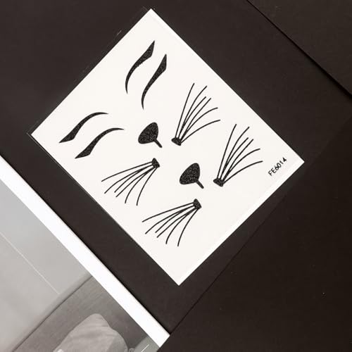 Halloween Cat Face Stickers Glitter Cat Face Tattoos Sticker Self-Adhesive Cat Whisker Eyes Body Temporary Tattoos for Women Girls Halloween Costume Accessories