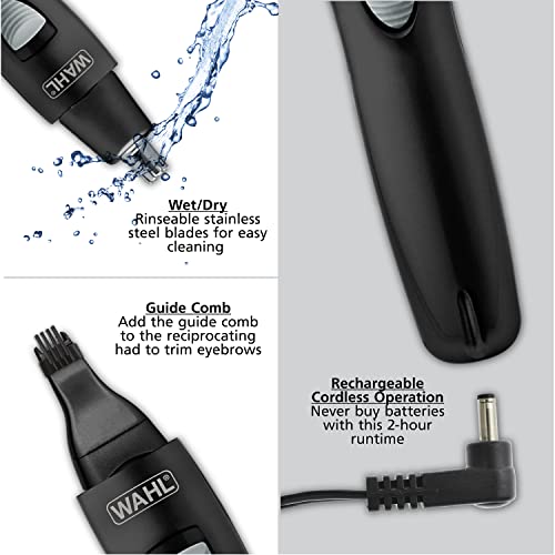 Wahl Groomsman Rechargeable Precision Trimmer for Hygienic Grooming with Rinsable, Interchangeable Heads for Eyebrows, Neckline, Nose, Ears, & Other Detailing - Model 3023284