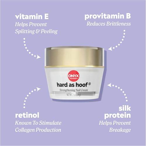 Onyx Professional Hard as Hoof Nail Strengthening Cream, Coconut Scent - Nail Growth and Conditioning Cuticle Cream Stops Splits, Chips, Cracks & Strengthens Nails, 1 oz