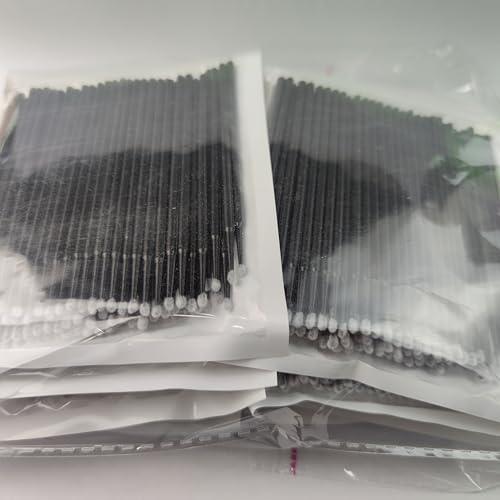 800 Pieces Microswabs for Eyelash Extensions, 10CM Lash Cotton Swabs, Microfiber Wands Brush for Lash Removal, Clean Mascara (Simple Packaging)-(Black)