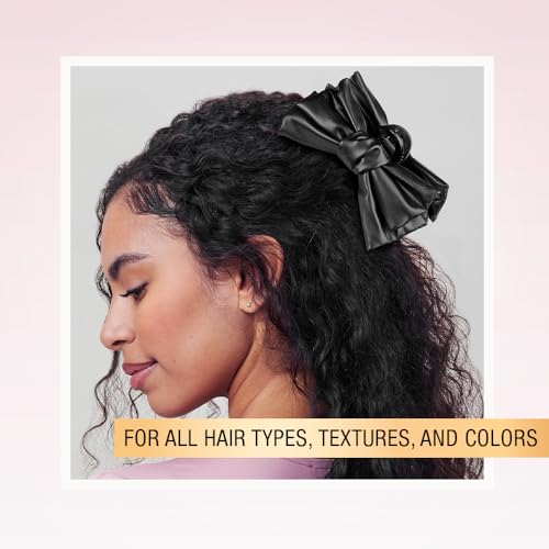 Scunci by Conair faux leather bow claw clip - claw clips for thick hair - claw clip - hair accessories for women - hair accessories for girls - Black