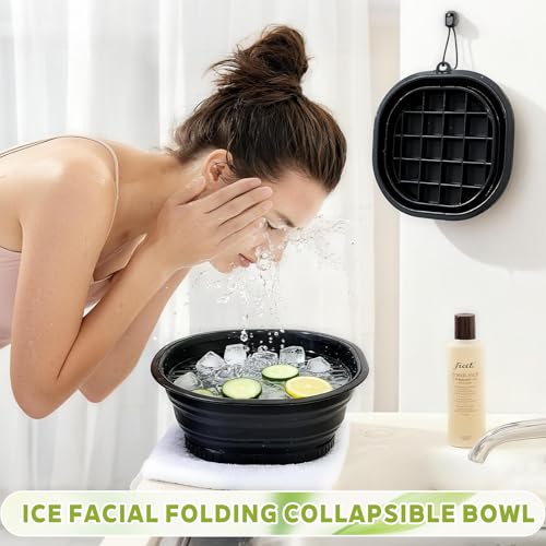 Cmonie Silicone Face Bowl for Ice with Built-In Icetray ? Collapsible Silicone Facial Ice Bath Bowl for Cold Plunge Therapy, Ice Water Facials at Home