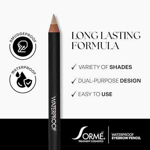 Sorme Natural Definitive Waterproof Eyebrow Pencil 0.04 oz | Smudgeproof Soft Blonde Eye Brow Pencil | Dual Purpose Brow Pencil and Brush Combo | High Definition Waterproof Eyebrow Makeup