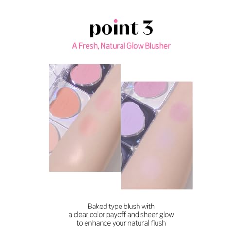 ETUDE Heart Pop Blush, Cool Lavender Cheek Color, Natural Highlight & Glossy Finish, Lightweight Formula, Compact 0.2 oz ? Lavender Snow