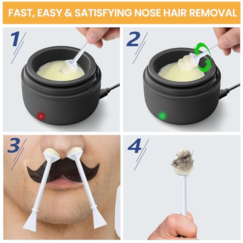 SUERBEATY 60 Pcs Nose Wax Sticks, Hair Wax Applicator with Disposable Spatulas for Nostril Cleaning, Ear Face Hair Removal for Men Women, Painless
