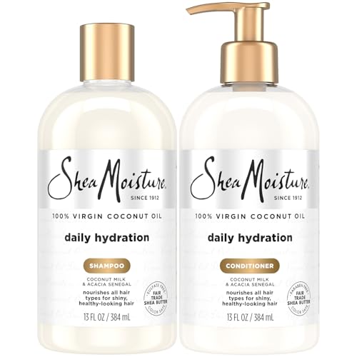 SheaMoisture Shampoo & Conditioner Set, Daily Hydration with Pure Coconut Oil ? New Look, Improved Creamy Lather, Cruelty-Free, 13 Oz Ea