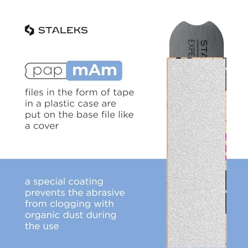 Staleks Pro Disposable White Abrasive Tape papmAm Expert ? 150 Grit ? 7m Roll in Plastic Case ? Glueless Replaceable Abrasive ? Professional Nail Filing ? Manicure & Pedicure