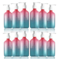 12 Pieces Empty Clear Gradient Color Pump Bottle, 8.4 oz Refillable Plastic Dispenser Bottles with Pump, Travel Lotion Container for Shampoo Hand Body Soap Oil Massage Moisturizer Face Cream Liquid