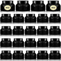 Tessco for you 24 Pack Plastic Jars with Lids Labels Multiuse Containers Empty Body Scrub Jars Round Refillable Cosmetic Body Butter Containers for DIY Slime Make Up Storage(8 oz,Black)