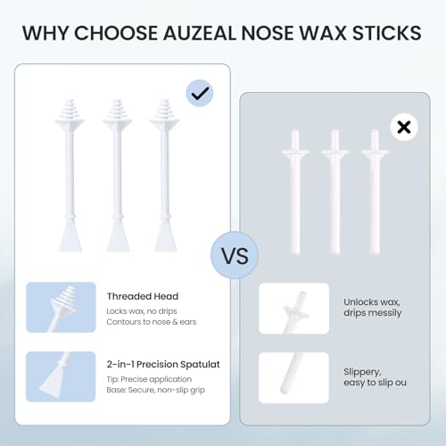 Nose Hair Wax Sticks, 60 Pcs Nose Wax Applicator Sticks with Disposable Spatulas, Nose Hair Removal & Nostril Cleaning, Nose Ear Hair Removal Wax for Men Women, Painless