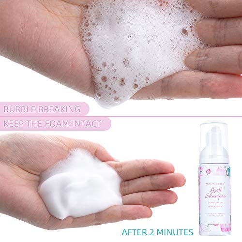 Eyelash Extension Shampoo+Brush/60ml Eyelash Foam Cleaner/Safe and Mild Without Irritation/Remove Makeup Residue & Mascara/Perfect For Salon Use And Home Care(rose)