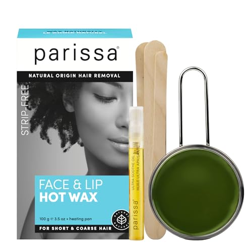 Parissa Natural Face & Lip Hard Wax Kit | No-Strip Hot Wax for Coarse Facial Hair removal | Sensitive Skin Formula with Post-Wax Oil | 3.5 oz (100 g)