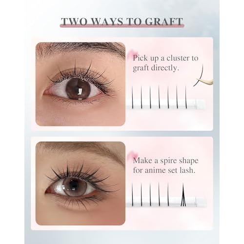 NAGARAKU Spikes Eyelash Extensions Wispy Lash Premade Fan Matte Black Individual Ellipse Spikes Fans Fairy Eyelashes DIY Cluster Classic Lash Professional Supplies for Lash Techs -0.07mm C curl 11mm