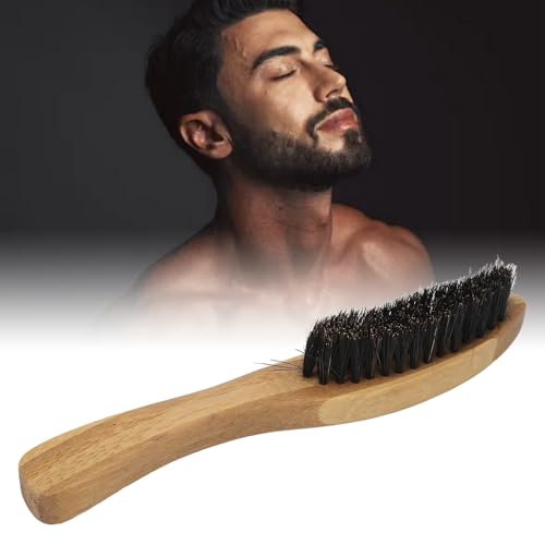 Beard Brush for Men, Bamboo Wood Mustache Brush with Imitation Brushes, Protable Beard Brushes, Strong Toughness Beard Grooming Brush for Mustache Straightening, 6.6in